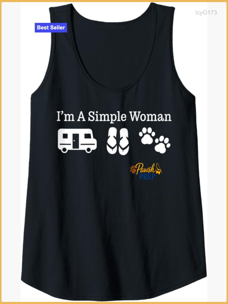 Women's Novelty Tank Top With Camping Dog Paw Design Classic Fit